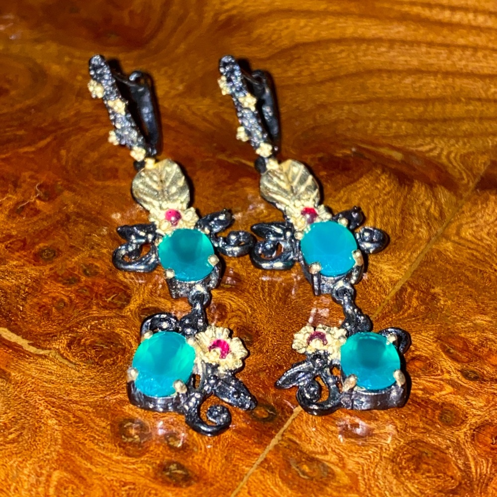 Vibrant Genuine Green Onyx Earrings